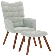 vidaXL Cadeira Relaxante com Banco em Veludo Cinza Claro