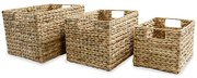 vidaXL Conjunto cestos de arrumação 3 pcs jacinto de água