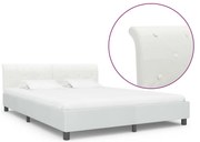 vidaXL Estrutura de cama 160x200 cm couro artificial branco