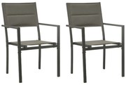 vidaXL Cadeiras de jardim 2 pcs textilene e aço cinzento/antracite
