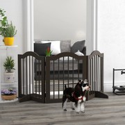 Barreira de Segurança Dobrável para Cães Pequenos Barreira de Proteção para Animais de Estimação 154,5x29,5x61 cm Castanho Escuro