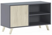 Móvel de TV 100 com porta esquerda, sala de estar, modelo WIND, estrutura cor Antracite Grey, cor da porta Puccini, medidas 95x40x57cm de altura.