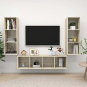 vidaXL 3 pcs conjunto móveis de TV derivados madeira carvalho sonoma