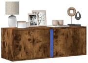 vidaXL Móvel de parede p/ TV c/ luzes LED 100x31x35 cm carvalho fumado