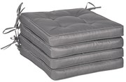 Outsunny Conjunto de Almofadas para Cadeiras de Jantar 42x42x5 cm Jogo de 4 Peças Almofadas para Cadeiras de Jardim Impermeáveis Cinzento