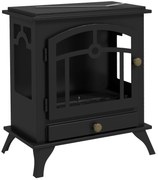 HOMCOM Lareira Bioetanol Depósito 0,9 L Tempo Combustão 3H Interiores 20-25 m² Eficiente Design Moderno 45x28x54 cm Preto | Aosom Portugal