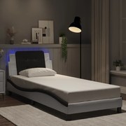 vidaXL Estrutura de cama com LED sem colchão Zadar 80x200 cm branco/preto