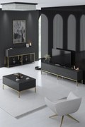 Conjunto de Mobiliário de Sala Lord – Antracite e Dourado – Tv Stand: