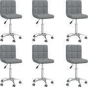 Cadeiras de jantar giratórias 6 pcs tecido cinzento-claro