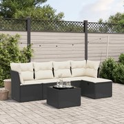 vidaXL 6 pcs conjunto sofás de jardim c/ almofadões vime PE preto