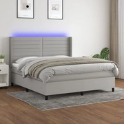 vidaXL Cama box spring c/ colchão e LED 160x200 cm tecido cinza-claro