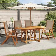 vidaXL Cadeiras de jardim dobráveis 4 pcs acácia maciça e textilene