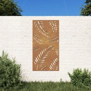 vidaXL Decoração p/ muro de jardim 105x55 cm aço corten design folhas