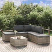 vidaXL 6 pcs conjunto lounge de jardim c/ almofadões vime PE cinzento
