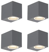 Conjunto de 4 Apliques Modernos Cinza Escuro IP44 - Baleno Moderno