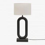 Candeeiro De Mesa Em Madeira De Manga Tiberia Preto Claro & Branco Ø30 Cm - ↑20 Cm Arlina - Sklum