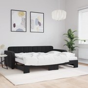 vidaXL Sofá-cama com gavetão e colchões 80x200 cm veludo preto