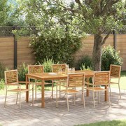 vidaXL Conjunto de Jantar para Jardim 7 pcs Bege Rattan Sintético