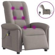 vidaXL Poltrona reclinável massagens elétrica tecido cinza-acastanhado