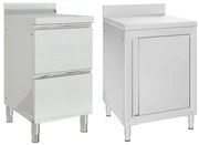 vidaXL Armários de cozinha comerciais 2 pcs aço inoxidável