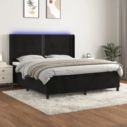 vidaXL Cama box spring c/ colchão/LED 180x200 cm veludo preto
