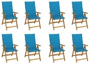 vidaXL Cadeiras de jardim dobráveis c/ almofadões 8 pcs acácia maciça