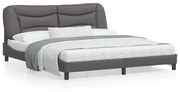 vidaXL Estrutura cama c/ cabeceira 180x200cm couro artificial cinzento