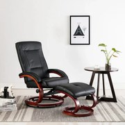 vidaXL Cadeira reclinável c/ apoio de pés couro artificial preto