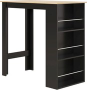 HOMCOM Mesa de Bar com 3 Prateleiras com Suporte Estilo Moderno para Cozinha Sala de Jantar 112x57x106 cm Preto e Madeira | Aosom Portugal