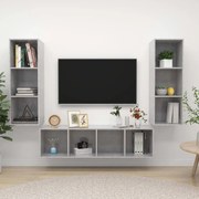 vidaXL 3 pcs conjunto de móveis de TV contraplacado cinzento cimento