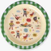 Prato de melamina HERO verde rice para criança quadrados verde