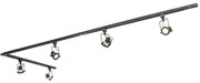 Sistema de trilhos industrial preto com 5 focos monofásicos - Suplux