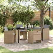vidaXL Conjunto de Jantar de Jardim com 5 Peças da com Almofadas Bege