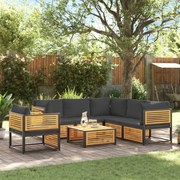 vidaXL 7 pcs conjunto sofás jardim c/almofadões madeira maciça acácia