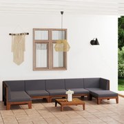 vidaXL 8 pcs conjunto lounge de jardim c/ almofadões acácia maciça