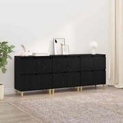 vidaXL Aparadores 3 pcs Carvalho Preto 60 x 35 x 70 cm