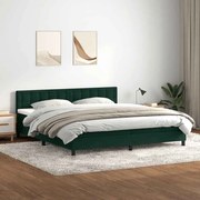 vidaXL Cama com molas/colchão 180x210 cm veludo verde-escuro