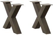 vidaXL Pés para mesa de centro em formato de X, 2 peças, aço natural, 60x (42-43) cm, aço