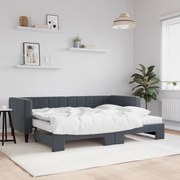 vidaXL Sofá-cama c/ gavetão e colchões 80x200cm veludo cinzento-escuro