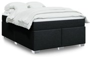 vidaXL Cama com molas/colchão 140x190 cm tecido preto