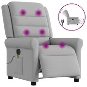 vidaXL Poltrona massagens reclinável elétrica tecido cinzento-nublado