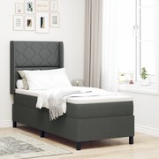 Cama Box Spring vidaXL com Colchão e LED Cinza Escuro 90x190 cm Tecido