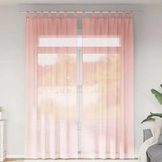 vidaXL Cortinas de voile com bolsos para varão 2 pcs rosa