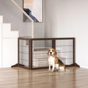 Barreira de Segurança para Cães de 3 Paineis com Estrutura de Madeira e Pés de Apoio 185x36x71 cm Castanho