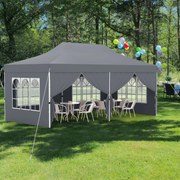 Tenda 600 x 300 cm pop-up com 6 paredes laterais removíveis para festas, casamentos, eventos com bolsa Cinzenta