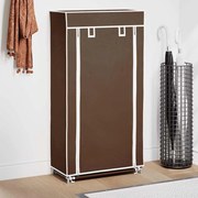 Armario de tecido para sapatos com capa, 58 x 28 x 106 cm, castanho