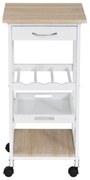 HOMCOM Carrinho de cozinha de 4 níveis com rodas giratórias Gaveta Prateleiras Garrafeira 37x37x76 cm Branco | Aosom Portugal