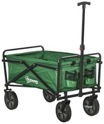 Outsunny Carrinho de Transporte Dobrável com Guiador Ajustável Roda Universal e Travão 83x50x69-99 cm Verde | Aosom Portugal