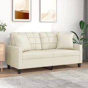 vidaXL Sofá 2 lugares + almofadas decorativas 140cm couro artif. creme