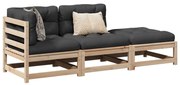 vidaXL 3 pcs conjunto sofás de jardim c/ almofadões pinho maciço